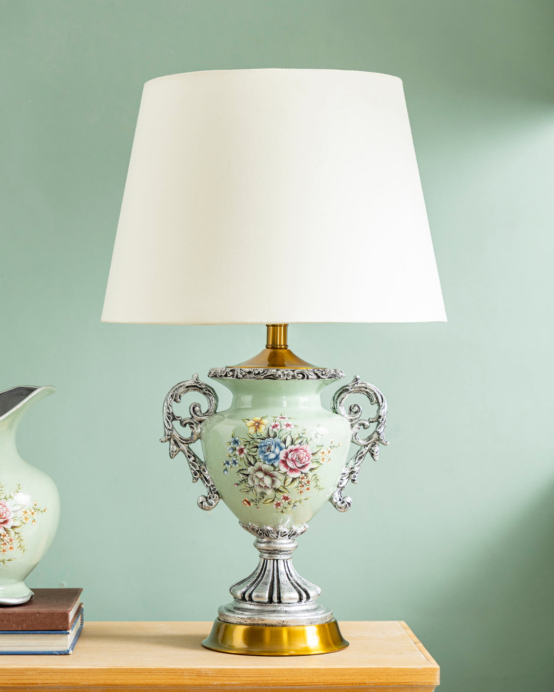 Vintage Bloom Silver Accent Table Lamp 