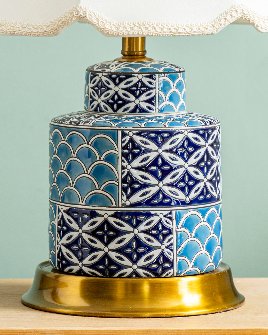 Azure Mosaic Tiered Table Lamp 