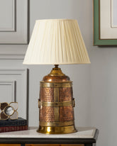 Vintage Brass Barrel Table Lamp 