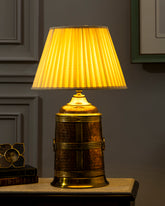 Vintage Brass Barrel Table Lamp 