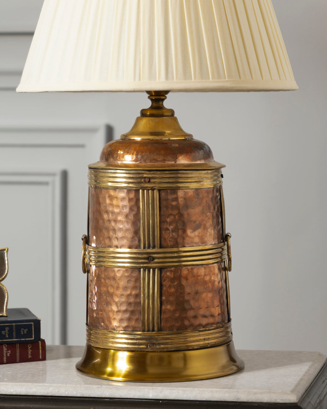 Vintage Brass Barrel Table Lamp 