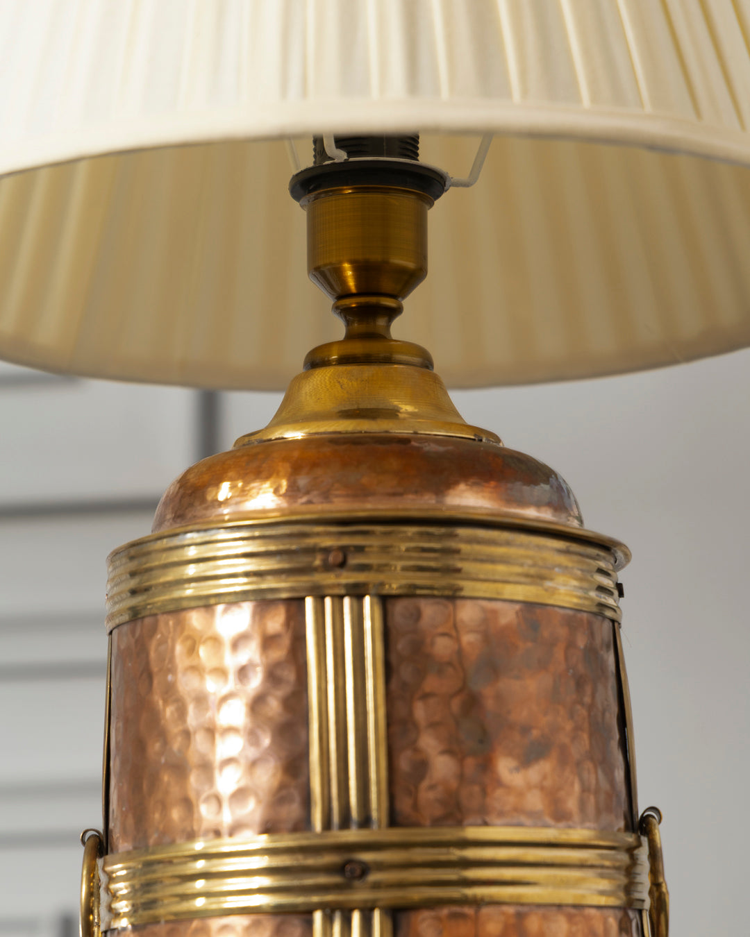 Vintage Brass Barrel Table Lamp 