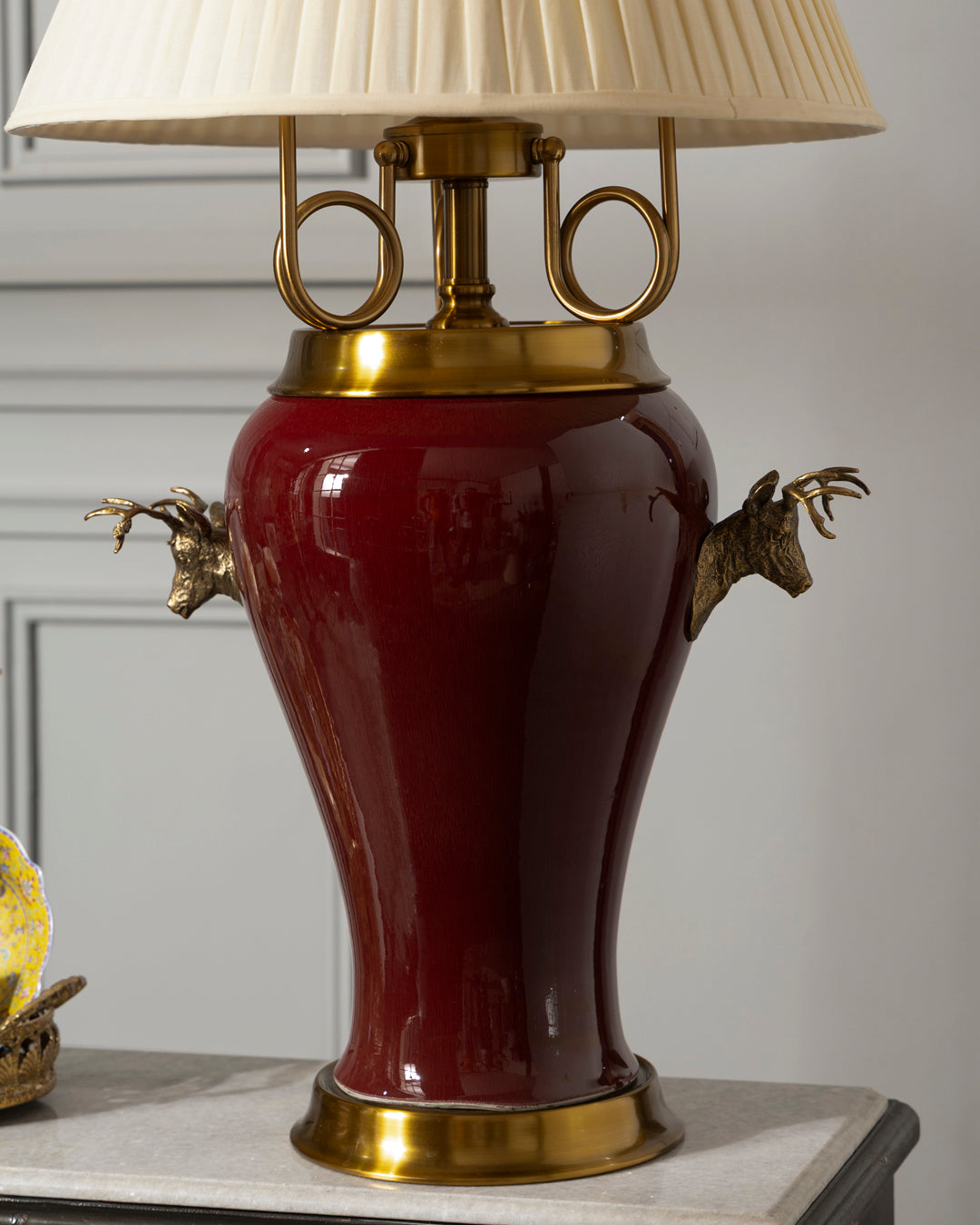 Majestic Brass Deer Crest Table Lamp 