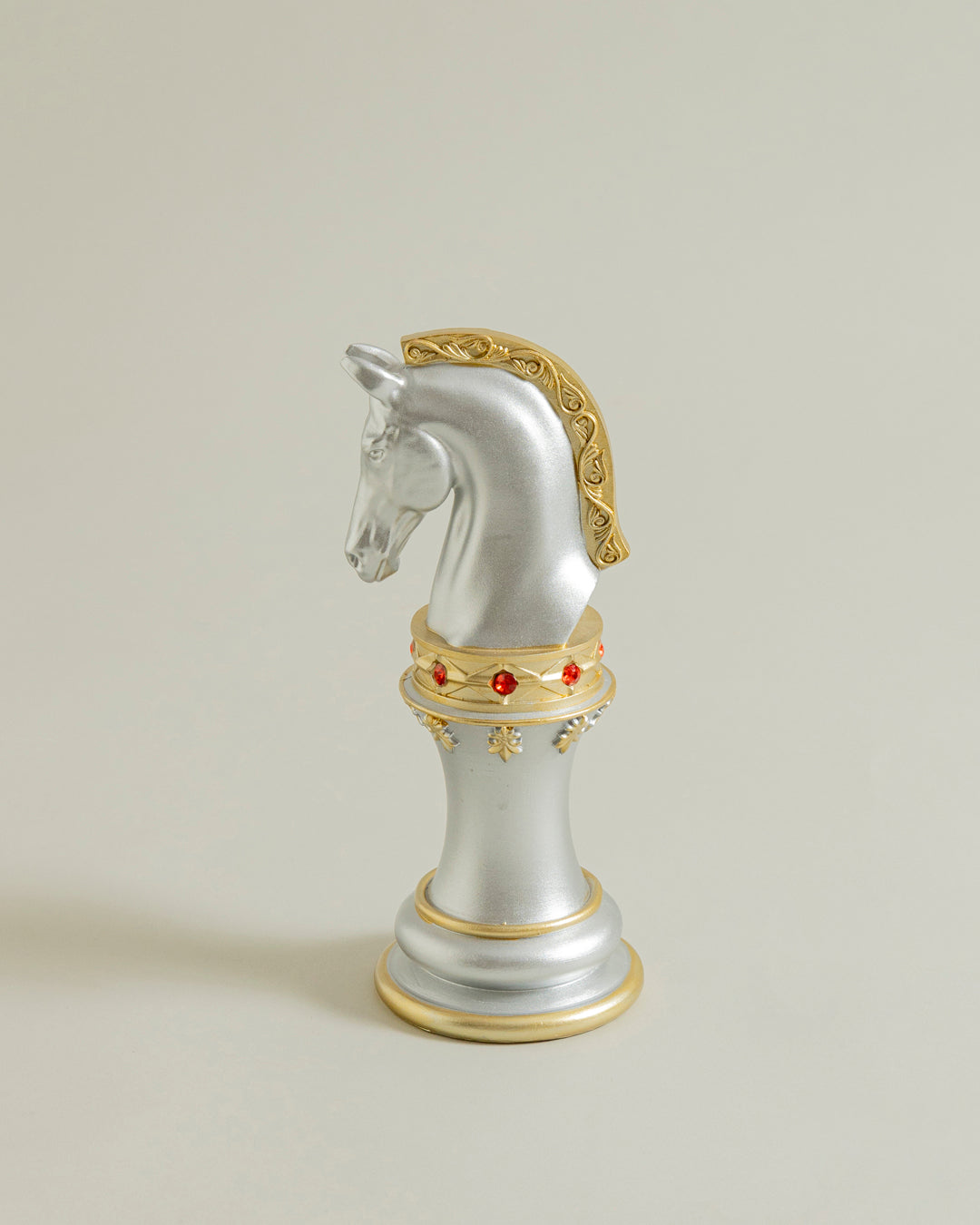 Royal Stallion Chess Kinght  Decorative Figurine - Grey 