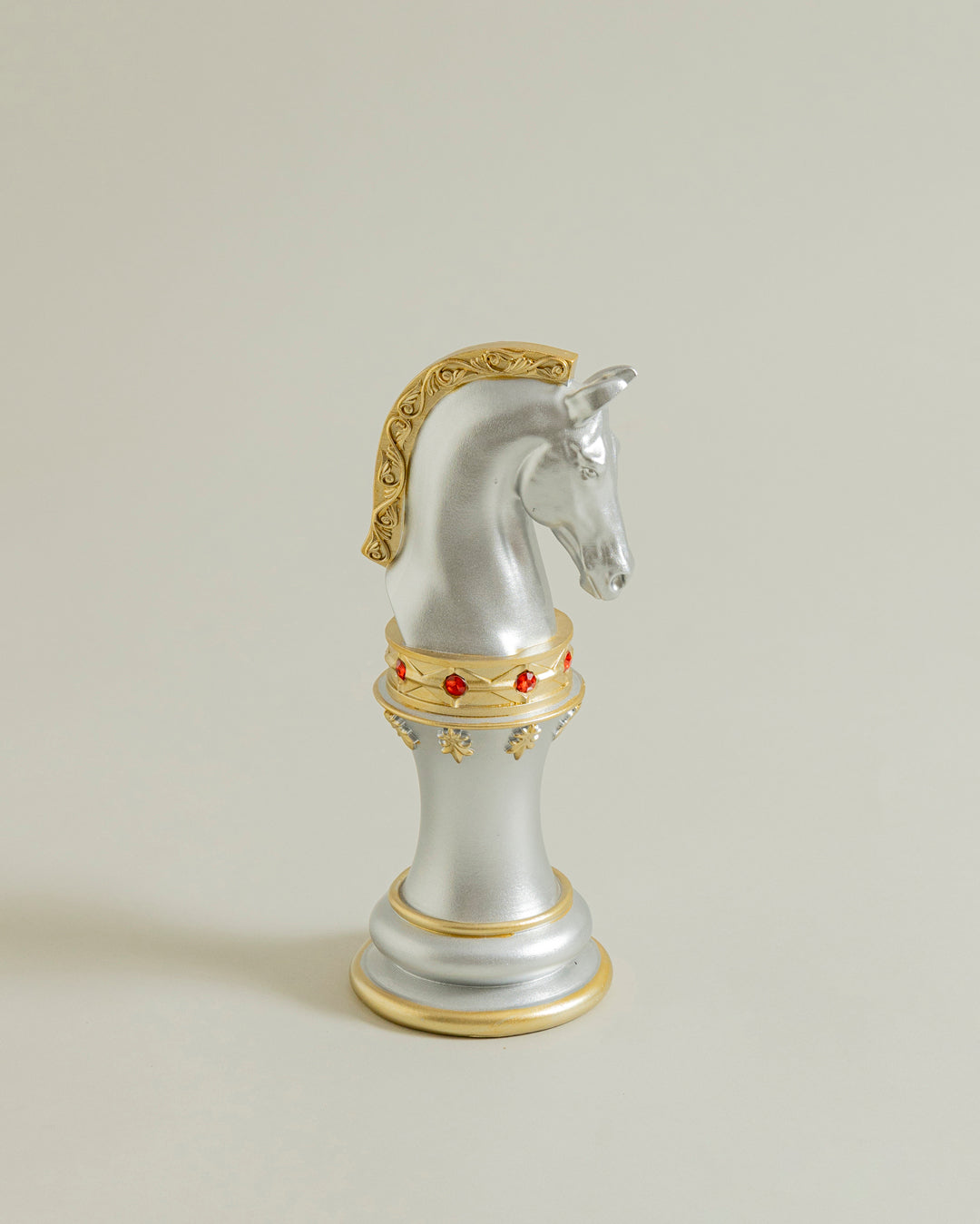 Royal Stallion Chess Kinght  Decorative Figurine - Grey 
