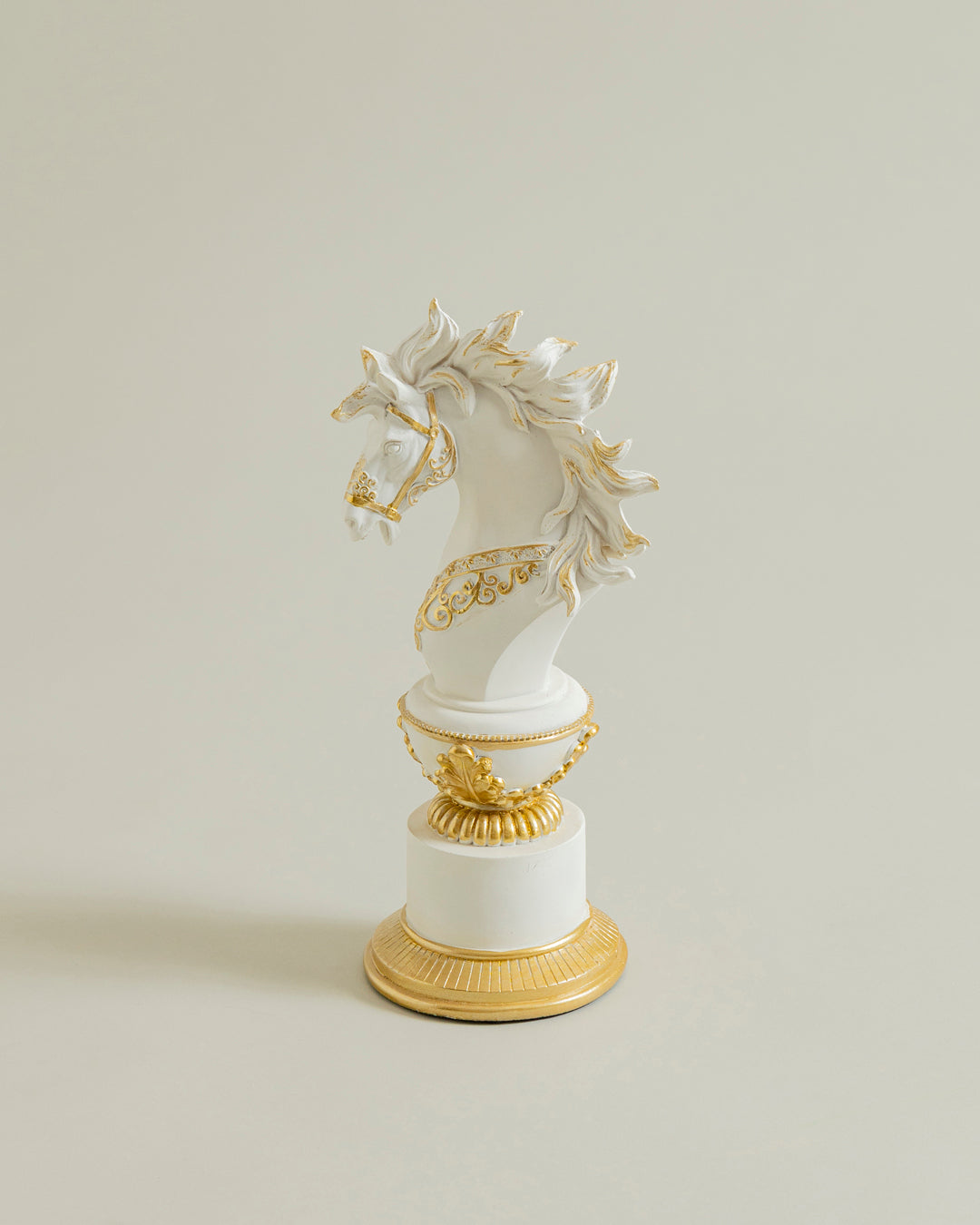 Royal Stallion Chess Kinght Decorative Figurine - White 