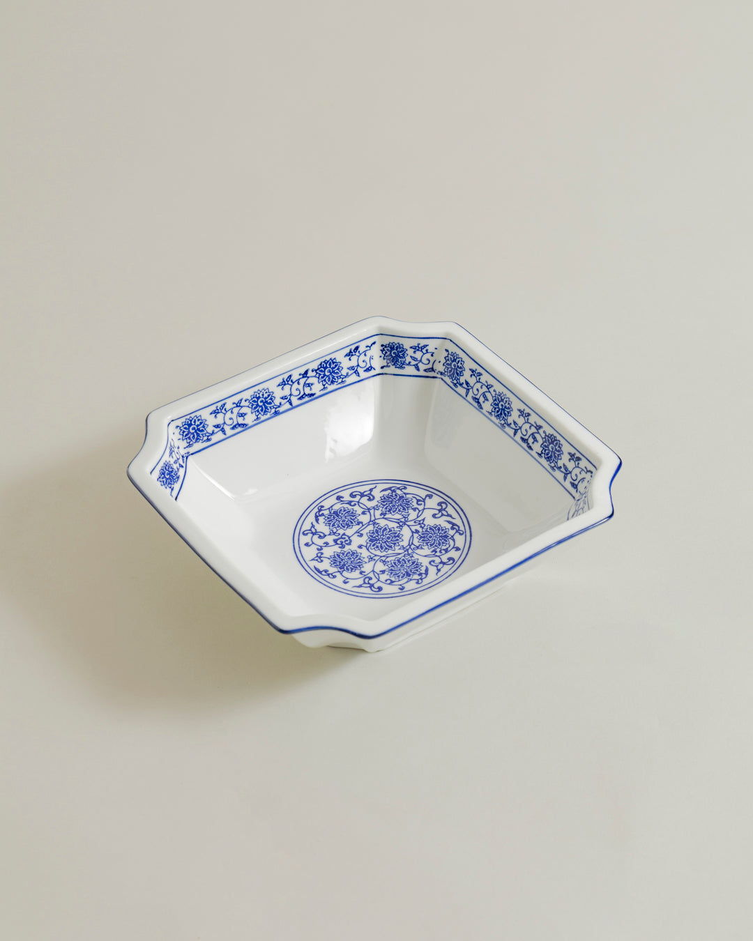 Classic Blue Floral Square Bowl 