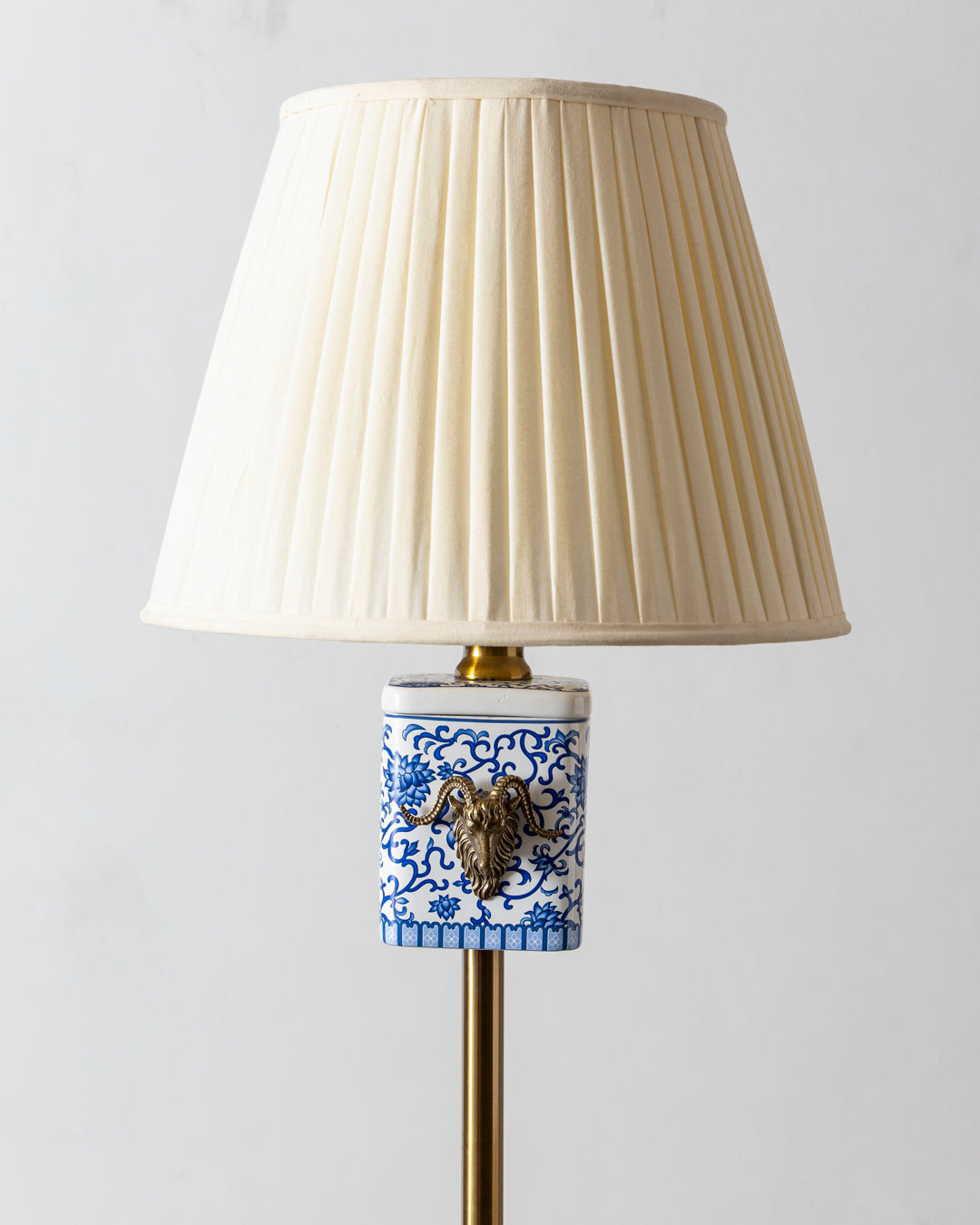 Antique brass Goat Blue Dynasty Floor Lamp 