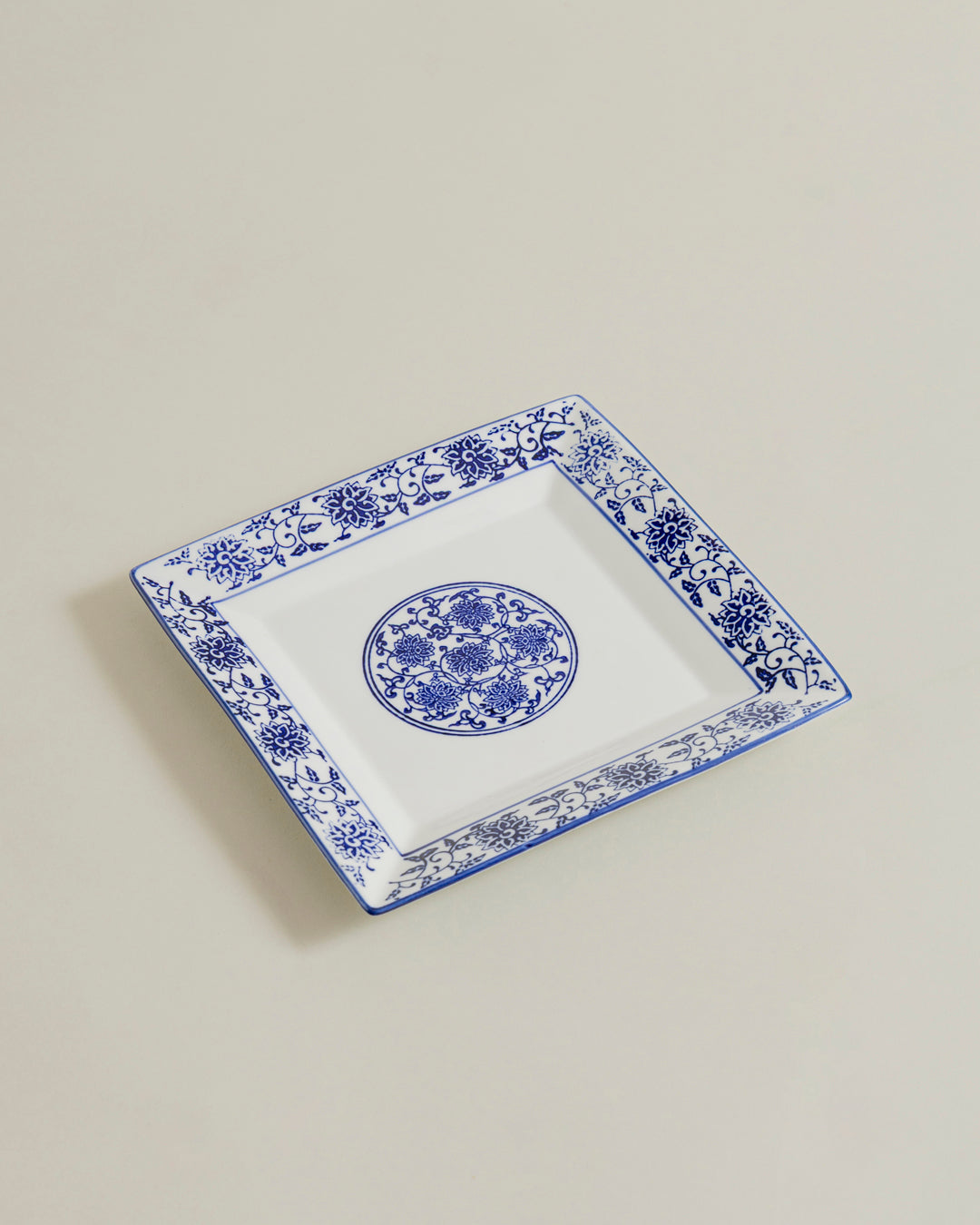 Classic Blue Floral Square Dinner Plate 