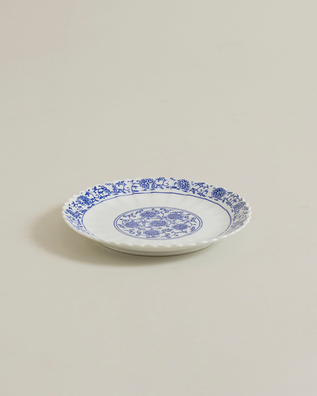 Royal Blue Floral Scalloped Quarter Plate 