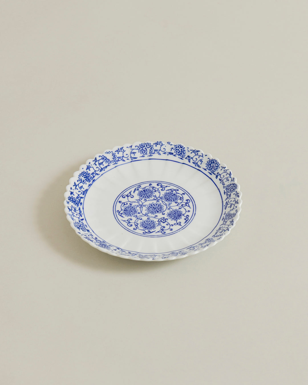 Royal Blue Floral Scalloped Quarter Plate 