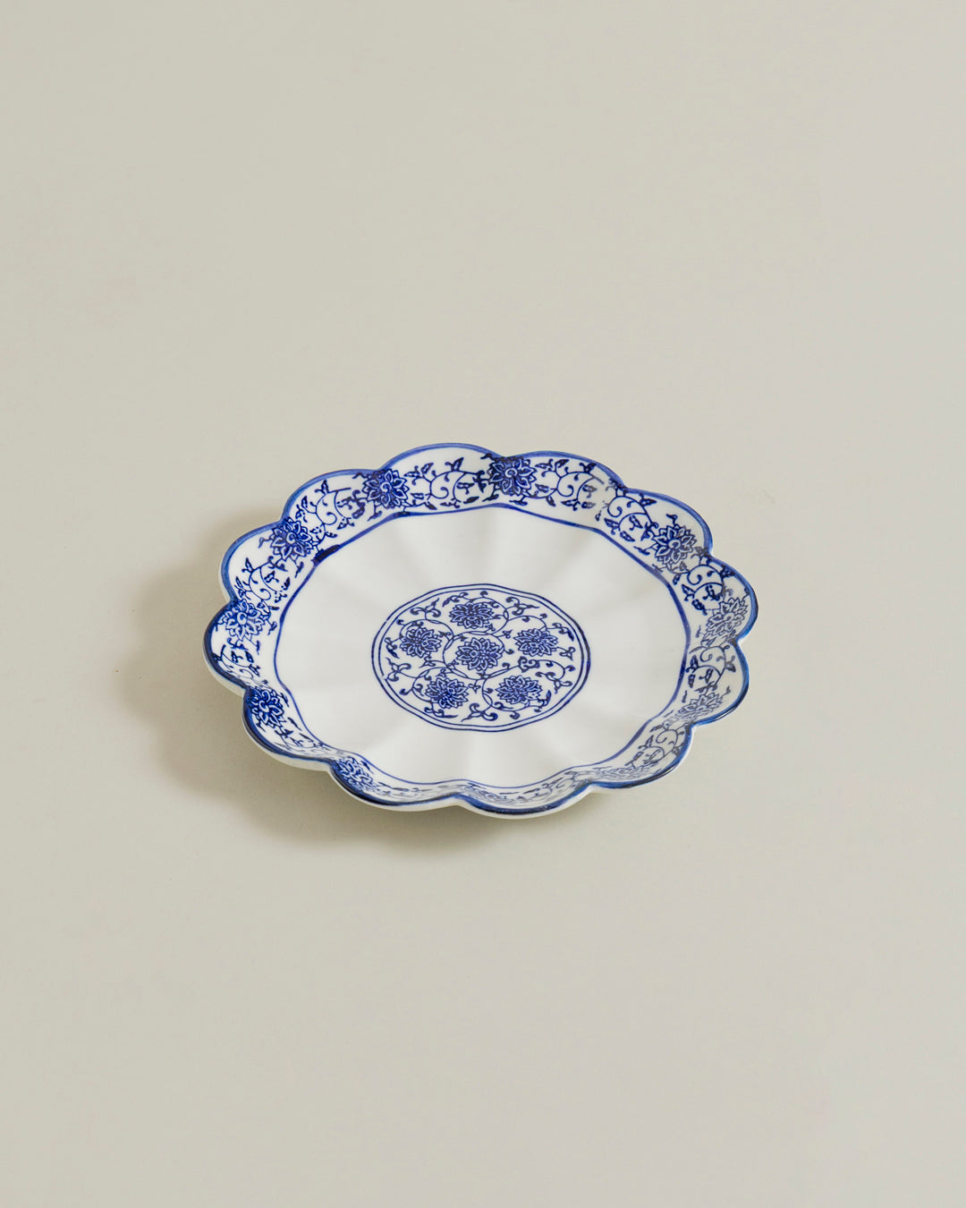 Royal Blue Floral Scalloped Quarter Plate 