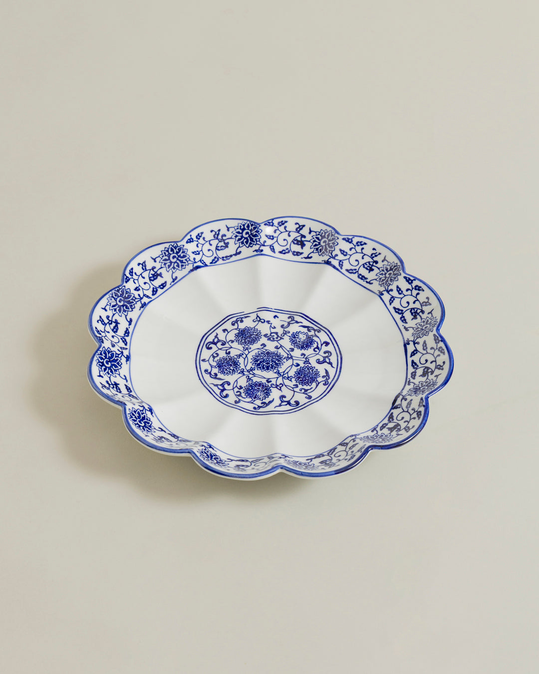 Royal Blue Floral Scalloped Dinner Plate 