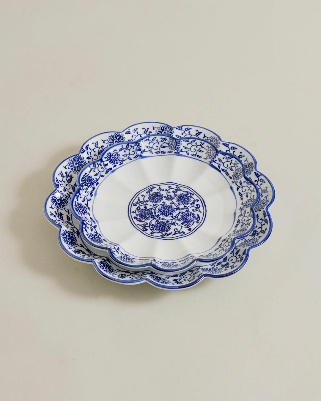 Royal Blue Floral Scalloped Quarter Plate 