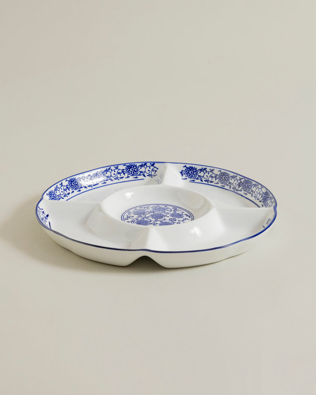 Royal Blue Floral Chip & Dip Platter 