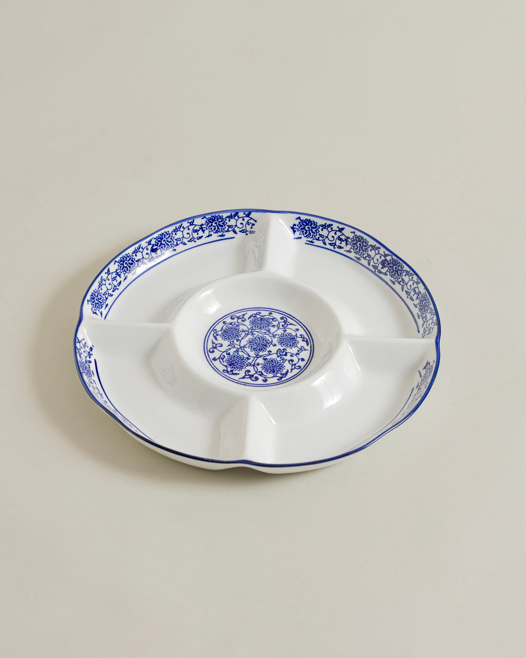Royal Blue Floral Chip & Dip Platter 