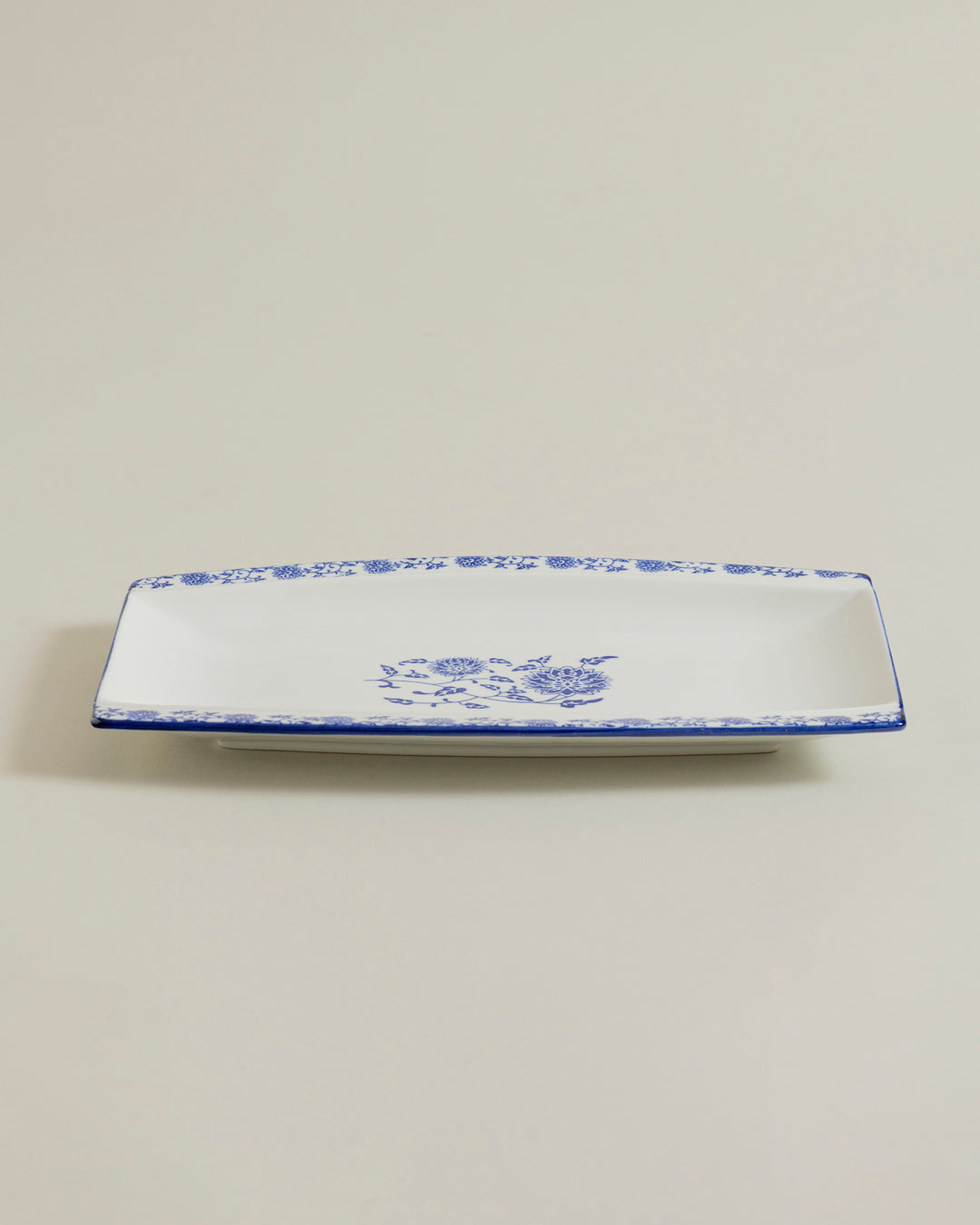 Elegant Blue Floral Serving Platter 