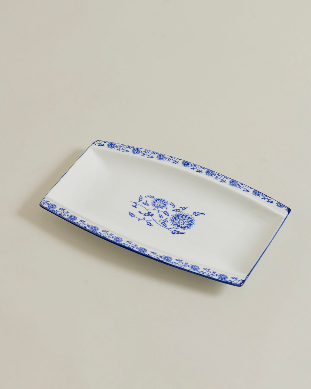 Elegant Blue Floral Serving Platter 