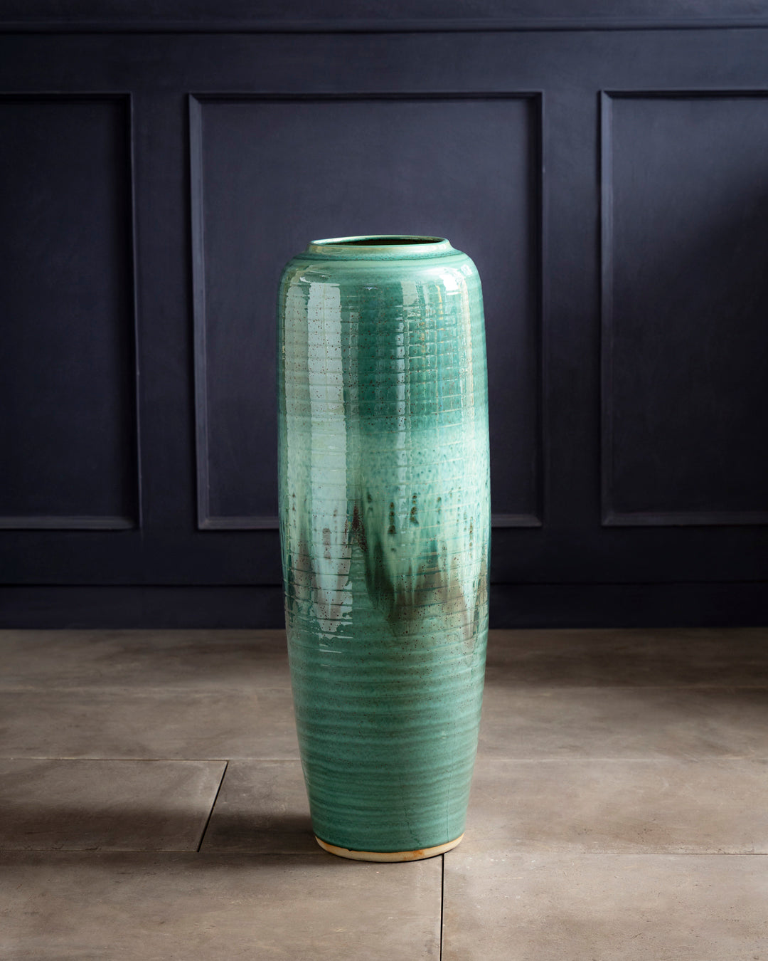 Deep Emerald Textured Floor Vase - Large