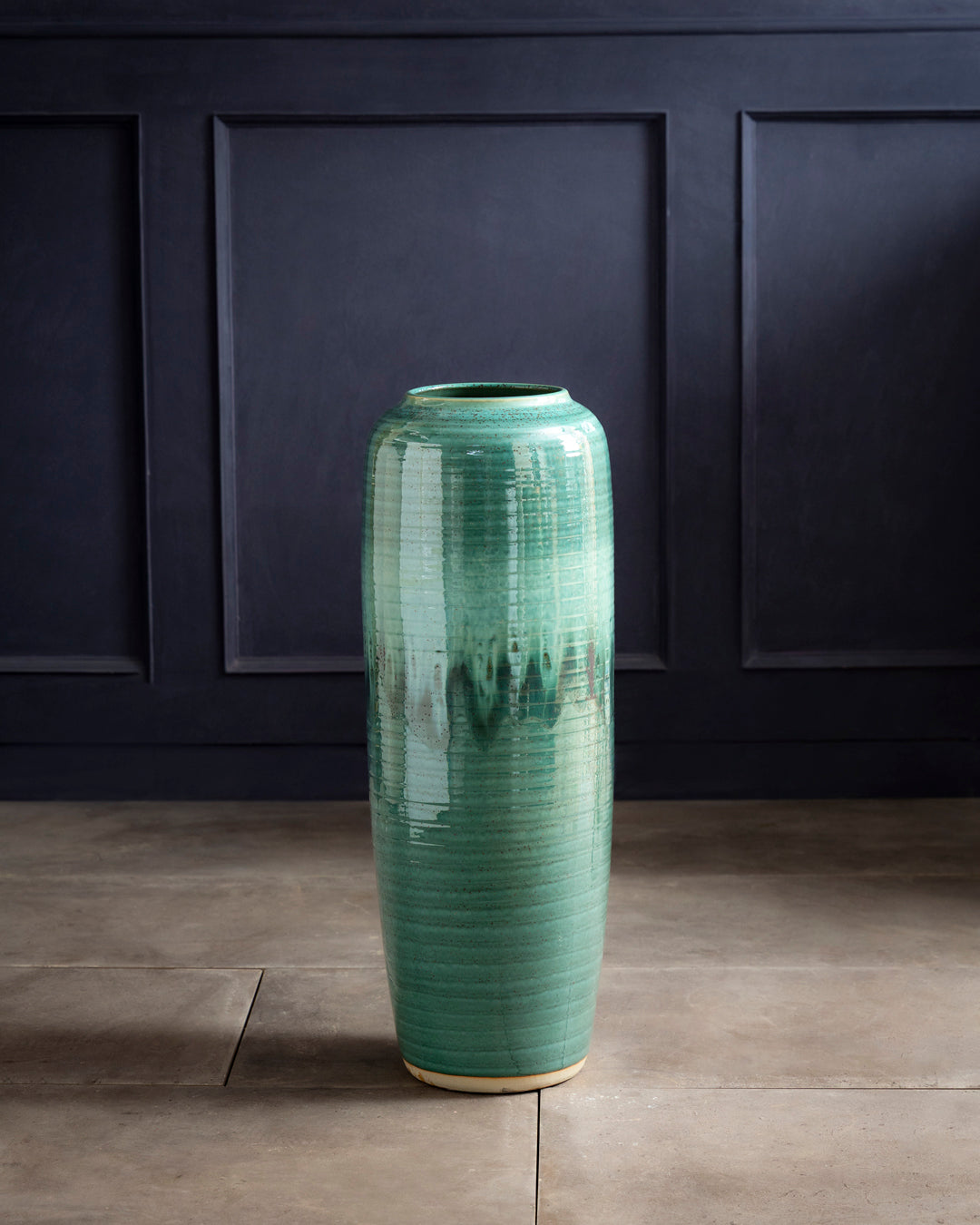 Deep Emerald Textured Floor Vase - Small