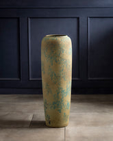 Antique Teal Textured Floor Vase - Large 