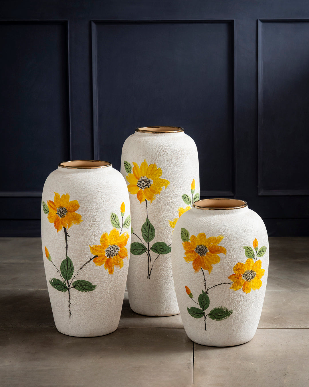 Hand Painted Sunflower Floor Vase - Small