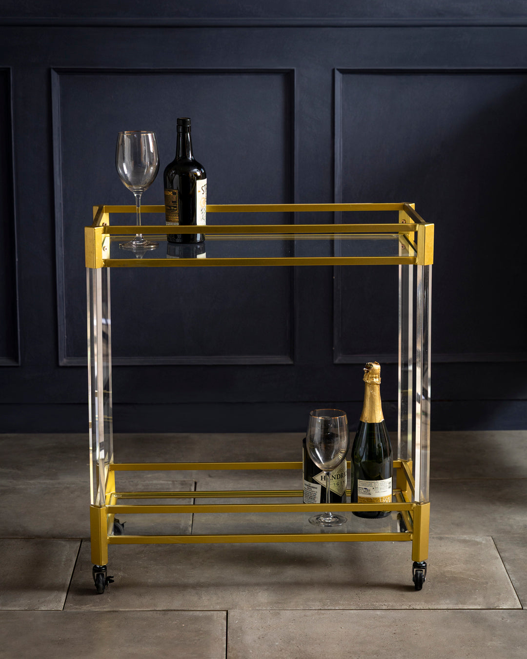 Luxe Gold Rolling Bar Cart 