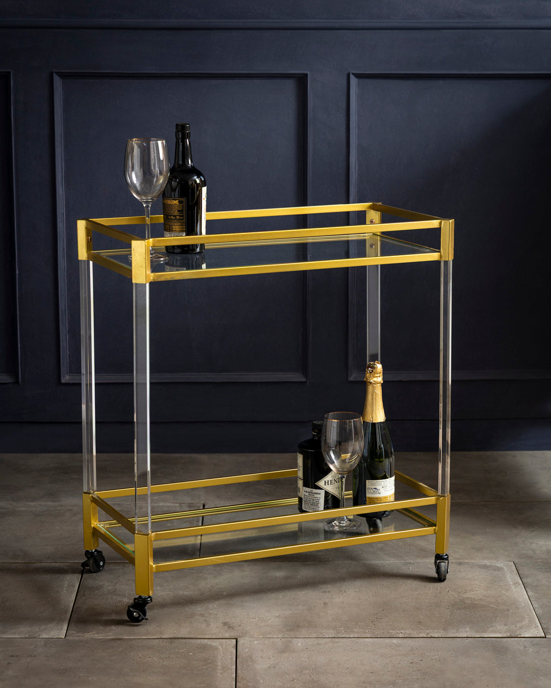Luxe Gold Rolling Bar Cart 