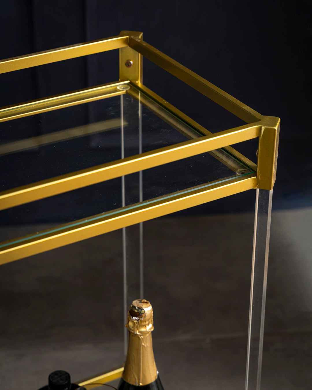 Luxe Gold Rolling Bar Cart 