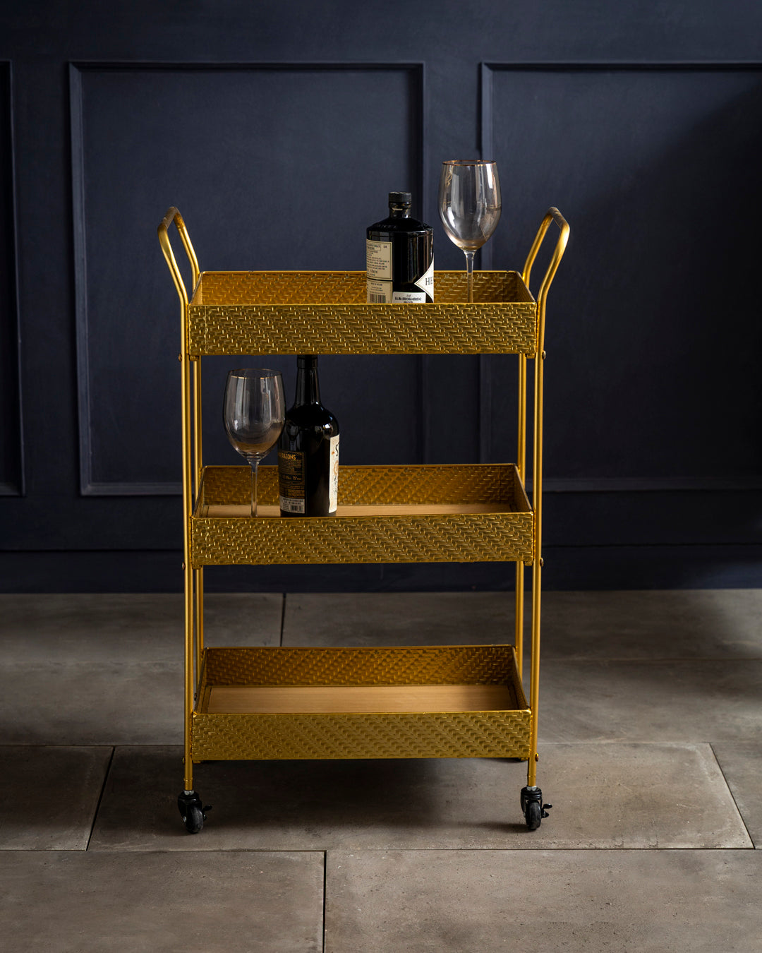 Auric Glide 3-Tier Serving Trolley 