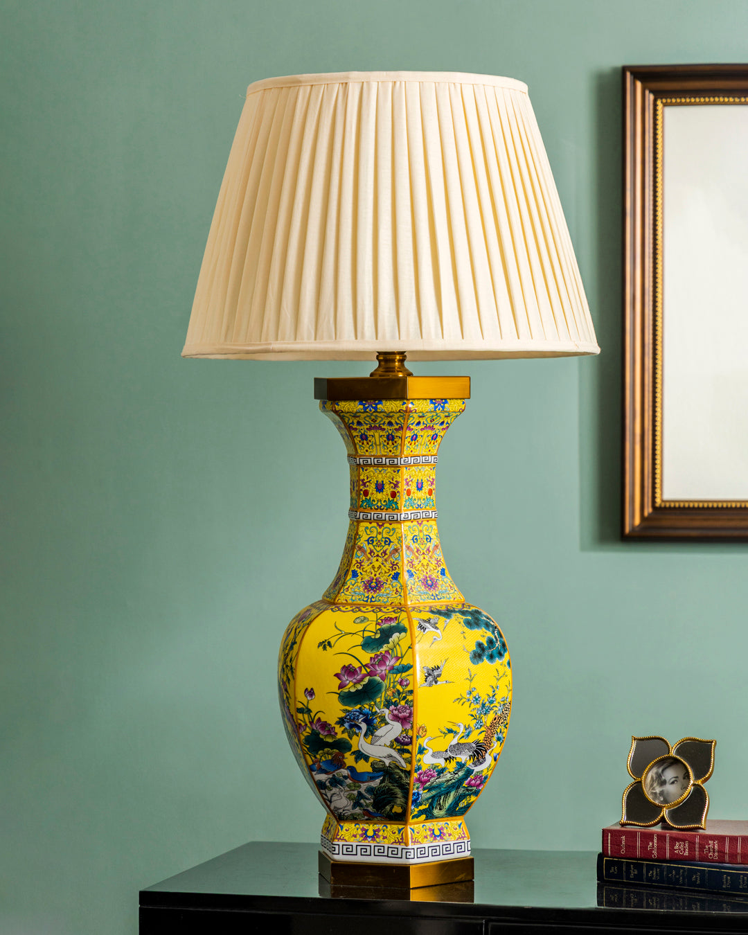 Midnight Bird Motifs Cloisonné Table Lamp 