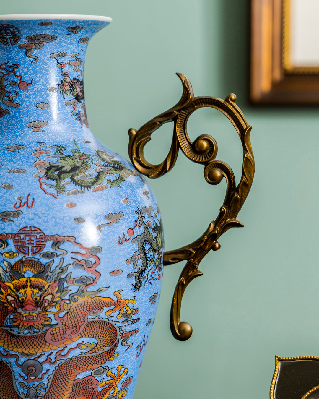 Imperial Blue Dragon Art Vase 