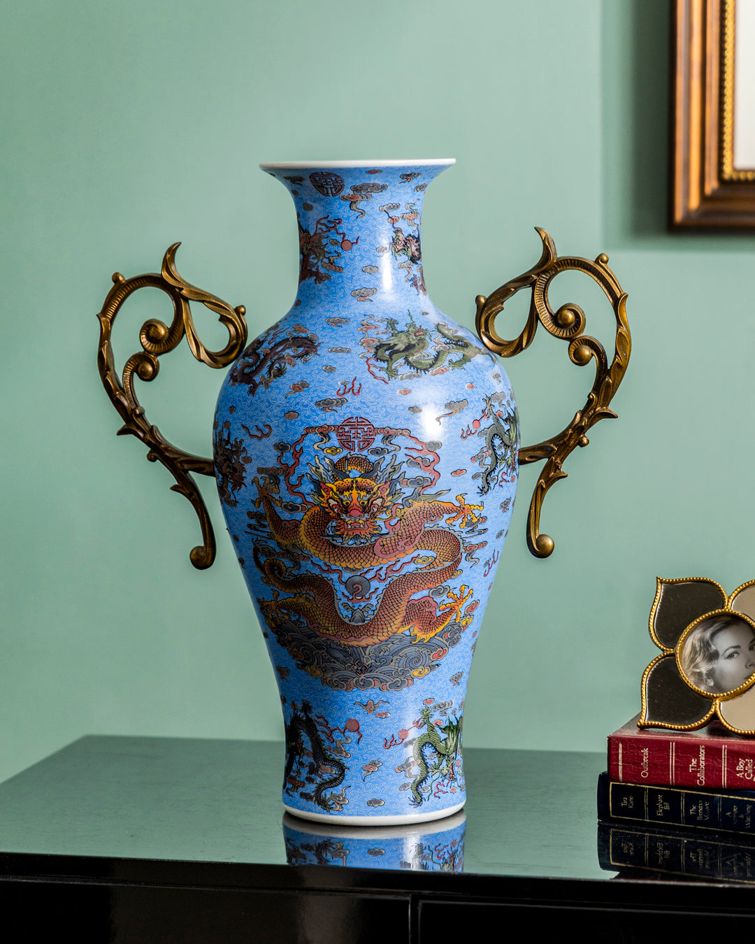 Imperial Blue Dragon Art Vase 
