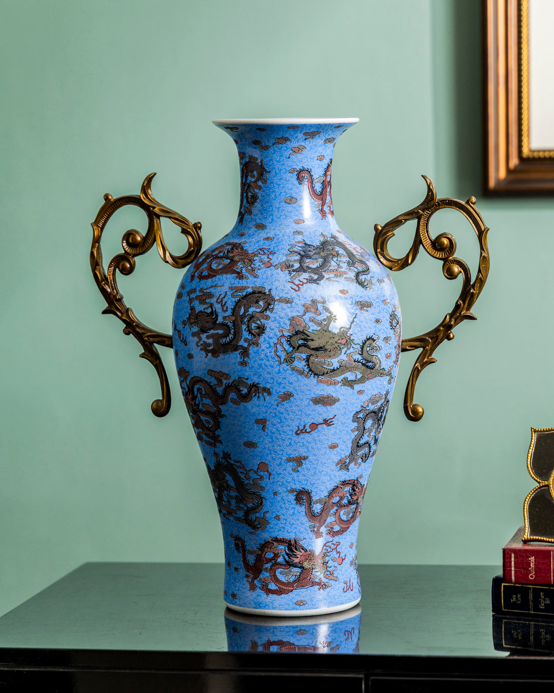 Imperial Blue Dragon Art Vase 