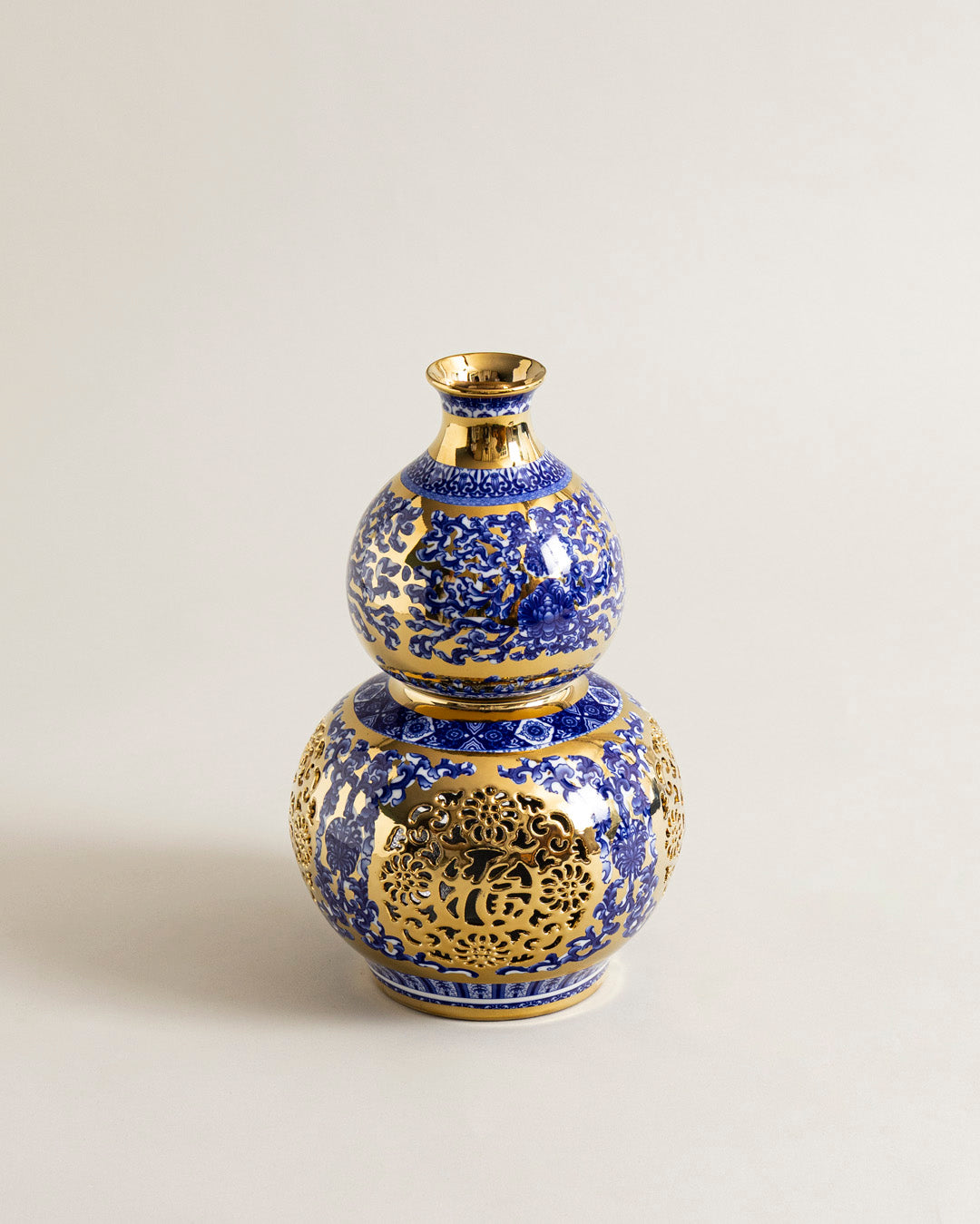 Royal Blue Filigree Double Gourd Vase 