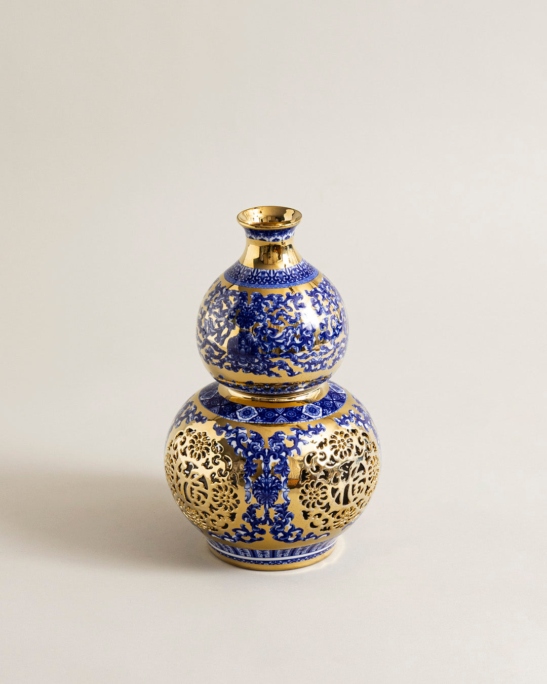 Royal Blue Filigree Double Gourd Vase 