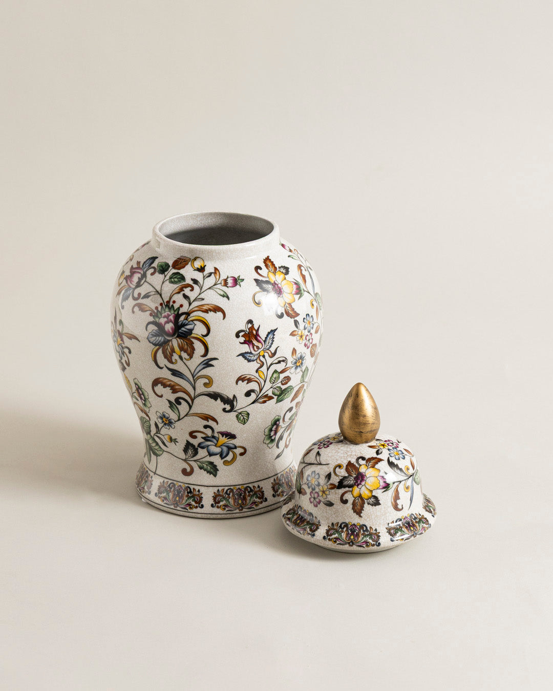 Royal Floral Medallion Temple Jar 