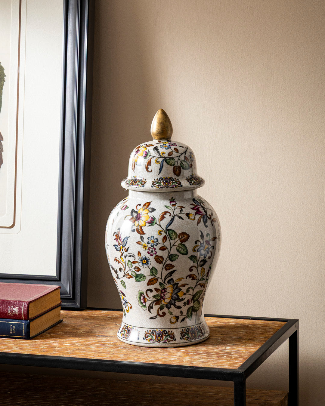 Royal Floral Medallion Temple Jar 