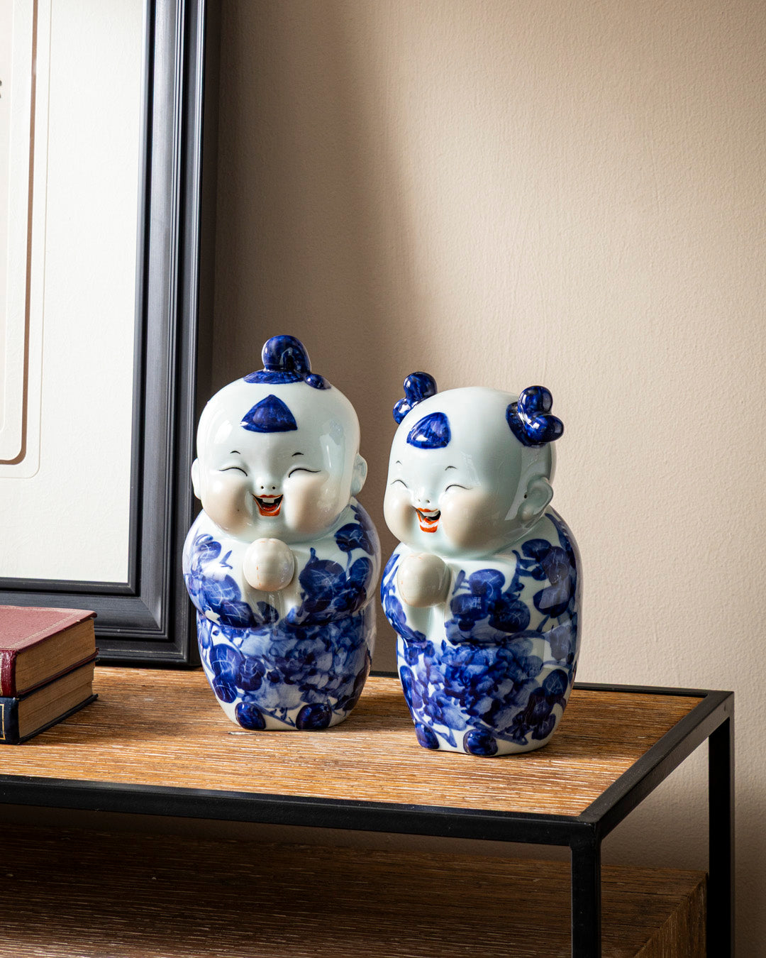 Smiling Monk Harmony Decorative Figurines - Set Of 2
