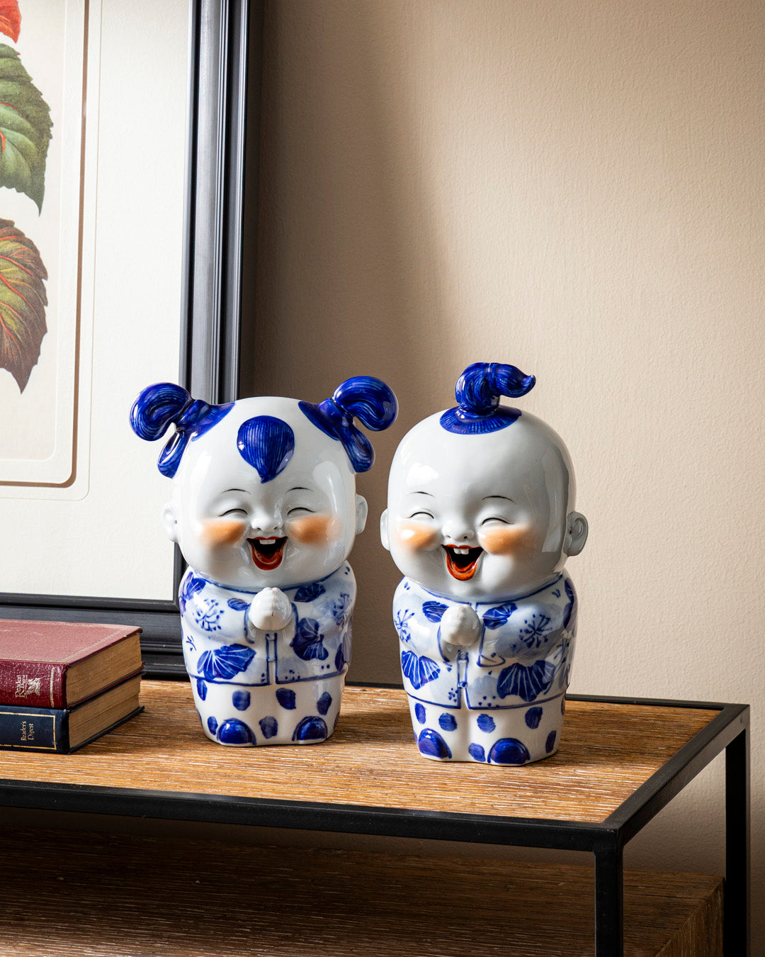 Cheerful Monk Greeting Figurines - Set Of 2