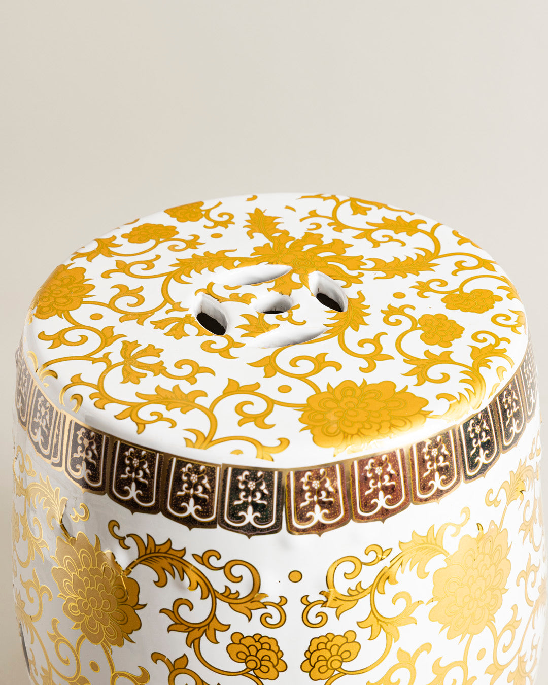 Royal Gold Floral Garden Stool 