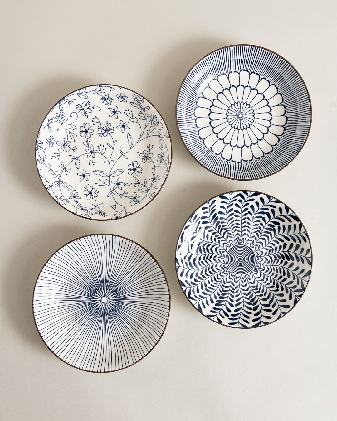Indigo Bloom Pasta Bowl - Set Of 4 