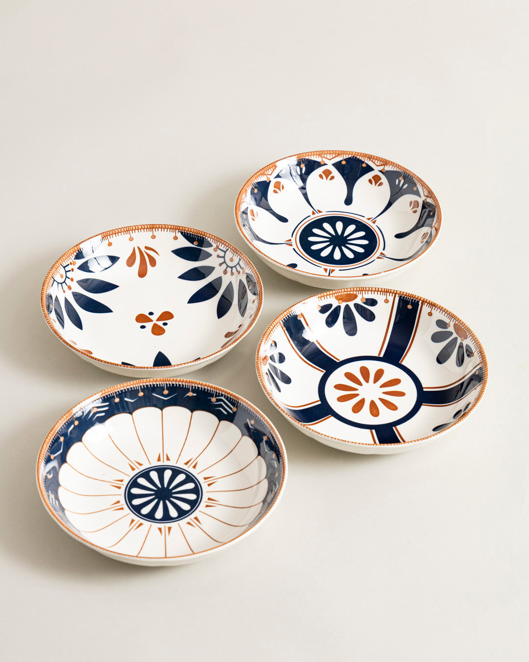 Rustic Bloom Pasta Bowl - Set Of 4 