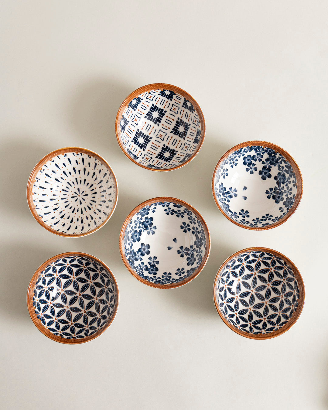 Indigo Pattern Katori - Set Of 6