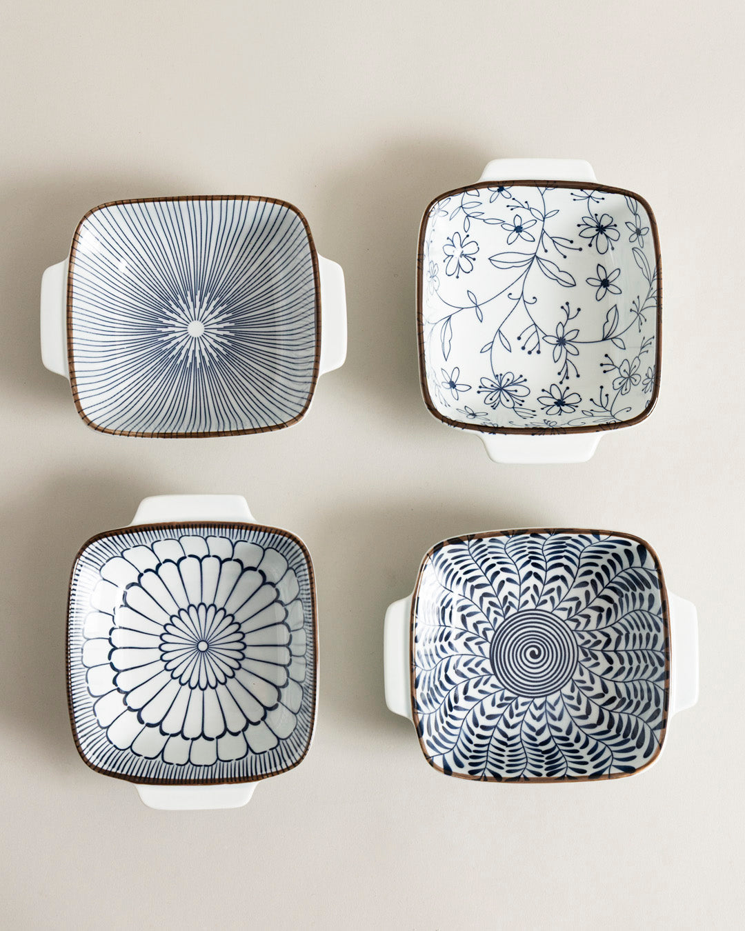 Indigo Square Serving Bowls - Set Of 4 