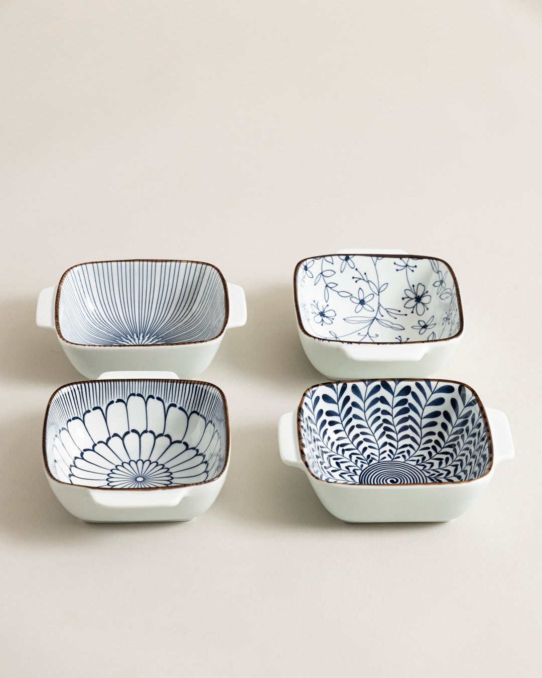 Indigo Square Serving Bowls - Set Of 4 