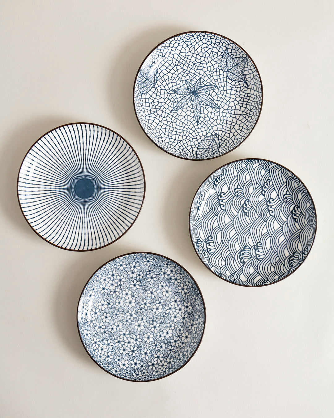 Indigo Texture Pasta Bowl - Set Of 4 