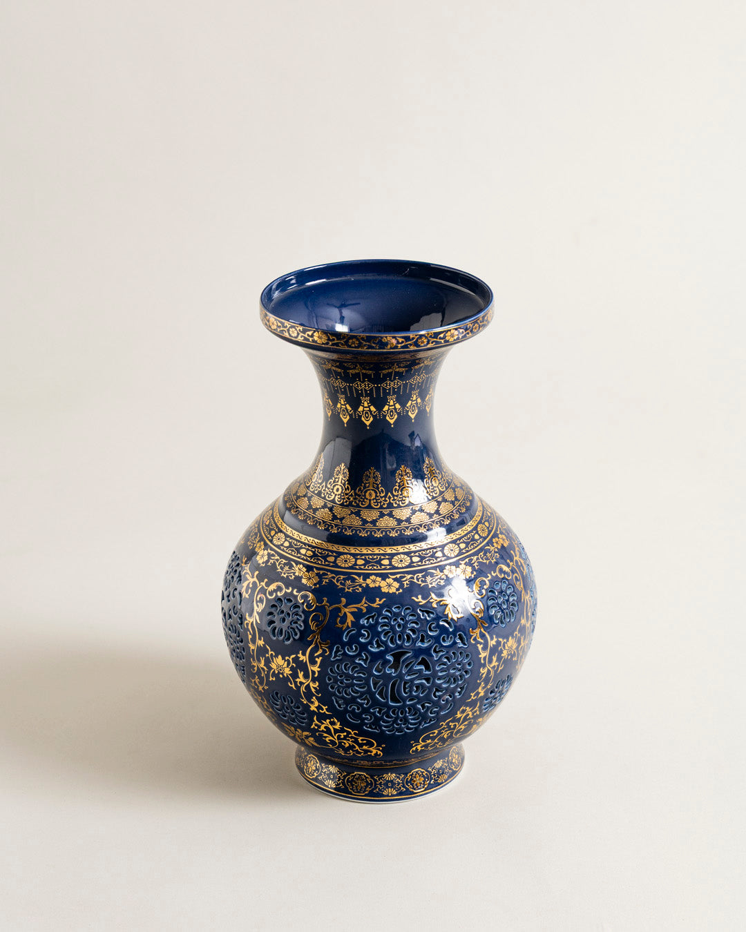 Imperial Blue Ornate Vase 