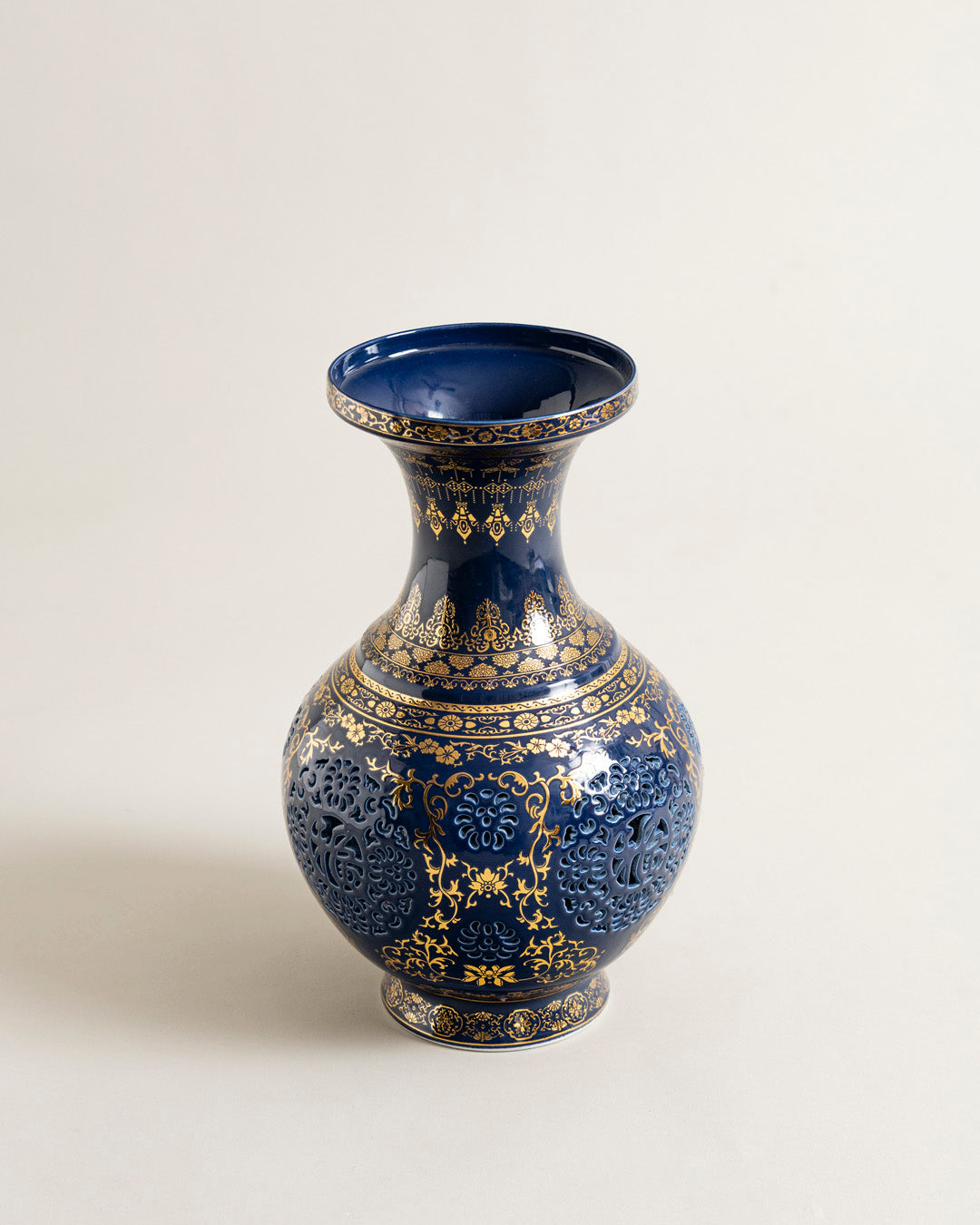 Imperial Blue Ornate Vase 