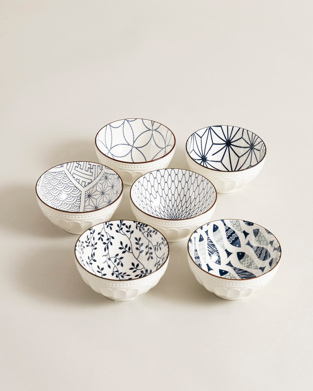 Modern Line Art Katori - Set Of 6